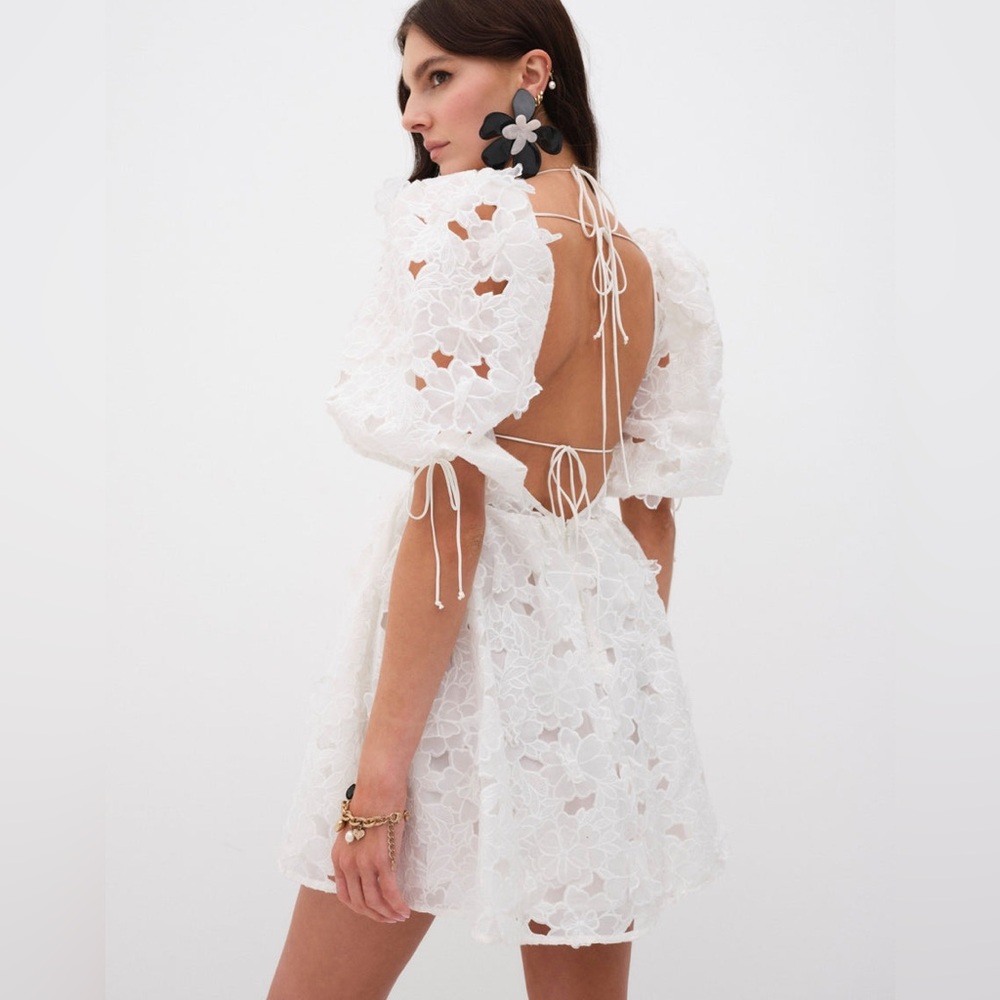 $230 NWT White For Love And Lemons “Leighton” Mini Dress Sz 2X - Picture 2 of 12
